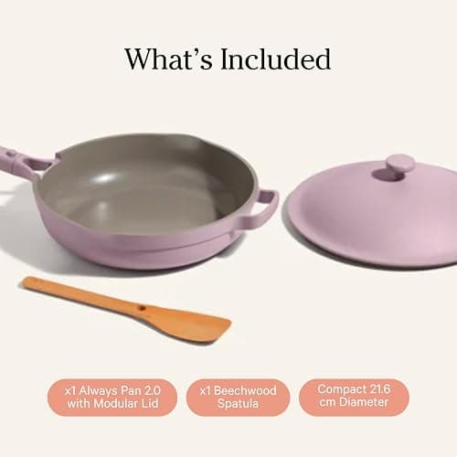 Our Place Mini Always Pan | 8.5" Ceramic Pan with Modular Lid & Beechwood Spatula | Patented 10-in-1 Nonstick, Non-Toxic Cookware Made Without PFAS | Induction & Oven-Safe up to 450°F | Lavender thumbnail 3