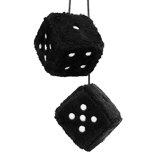 Tiardey One Pair of Car Hanging Plush Dice Cube Plush Dice Car Accessories Interior Rearview Mirror Accessories (Black) thumbnail 5