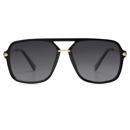 SOJOS Aviator Sunglasses for Women & Men, Square, Polarized Lens, SJ2229 | Designer, Trendy, Double Bridge Pilot Sun Glasses, UV400, 90s Retro Shades - Image 1