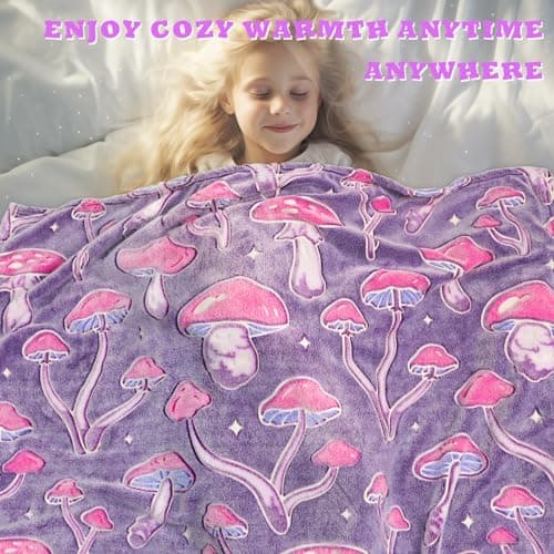 MIBOI Mushroom Throw Blanket Gifts for Women Girls, Glow in The Dark Mushroom Decor Cute Blankets for Bed Sofa Couch, Cottagecore Room Decor Stuff Kids Gifts for Birthday Christmas thumbnail 4
