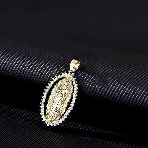 18K Gold Plated Virgin Mary Necklace - Virgen De Guadalupe Mother Mary Our Lady of Guadalupe Pendant Amulet for Women Jewelry Gift thumbnail 3