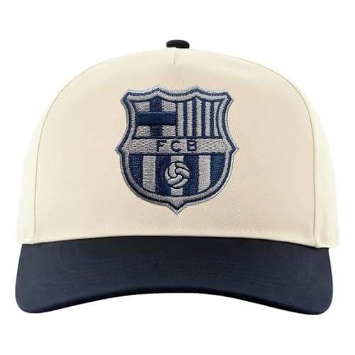 Icon Sports 2026 FC Barcelona Officially Licensed Soccer Cap - Cream on Crown with Navy Blue Color thumbnail 2