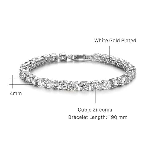 ElegGlo 14K Silver Plated Tennis Bracelet Set Cubic Zirconia Classic Adjustable Bracelet Silver Bracelets for Women Birthday Mother's Day Wedding Gift thumbnail 2