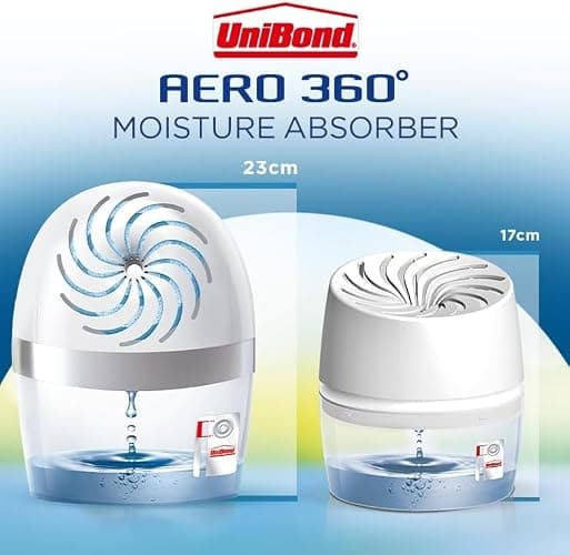 UniBond AERO 360º Moisture Absorber, 1 Device incl. 1 Refill Tab 450g, Ultra-Absorbent Dehumidifier, Helps to Prevent Condensation, Mould & Musty Smells, Recyclable, Refillable Condensation Absorber - 450 g thumbnail 2