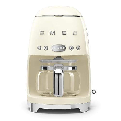 Smeg 50's Retro Style Aesthetic Drip Coffee Machine with 10 Cup Glass Carafe, Auto Start Feature, Keep Warm Plate, and Two Coffee Strength Settings (Cream) - Image 1