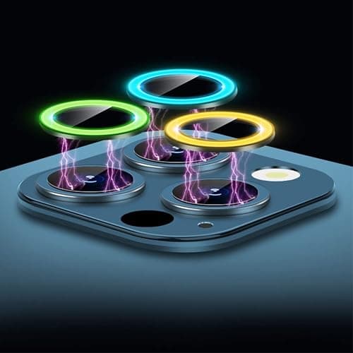 Omorro Compatible for iPhone13 Pro/13 Pro Max Luminous Camera Lens Protector Ultra Thin Film Tempered Glass Camera Screen Protector Shockproof Cover Orange thumbnail 4