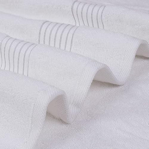 Towels 12 Pack Bath Towels Set, (27 x 54 Inches) 100% Ring Spun Cotton, Quick Dry, Highly Absorbent, Soft Feel Towels, Perfect for Daily Use (White) thumbnail 6