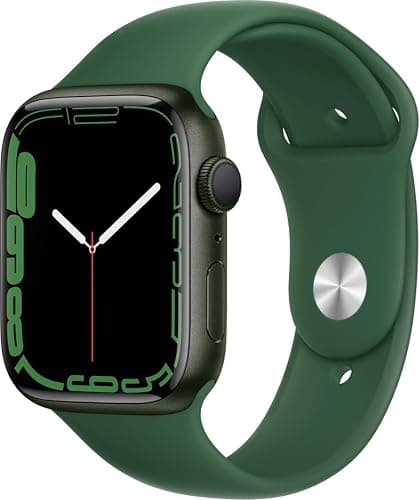 Apple Watch Series 7 (GPS, 45mm) Green Aluminum Case with Clover Sport Band, Regular (Renewed) - Image 1
