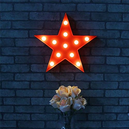 Marquee Light Star Shaped LED Plastic Sign-Lighted Marquee Star Sign Wall Décor Battery Operated (Red) thumbnail 5