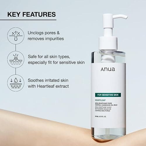 ANUA Heartleaf Pore Cleansing Oil MILD, Sensitive Skin Face Wash, Oil Cleanser for Face, Makeup Blackhead Remover, Korean Skin Care, Non-Comedogenic, Fragrance Free, 6.76 fl oz (Pack of 2) thumbnail 4