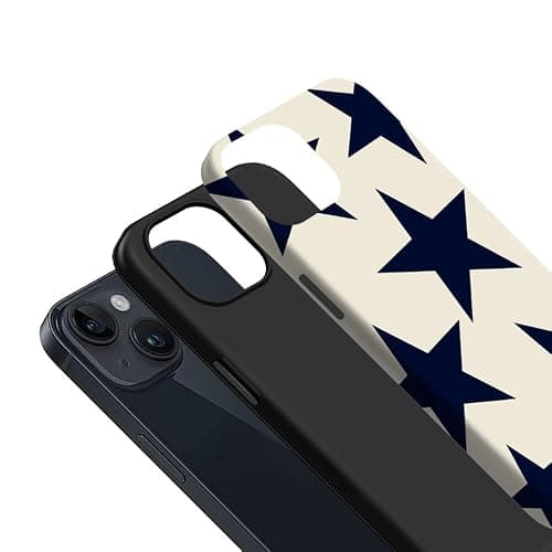Yuzbira for iPhone 13/14 Case | Beige Navy Blue Stars | Slim Drop Protection Design thumbnail 2