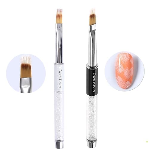 LWBTOSEE 2pc Ombre Nail Brush Nail Art Painting Pen Set,UV Gel Polish Gradient Color Rhinestone Crystal for Ombré,Black and White,Metal Diamond Acrylic Handle(C) thumbnail 2