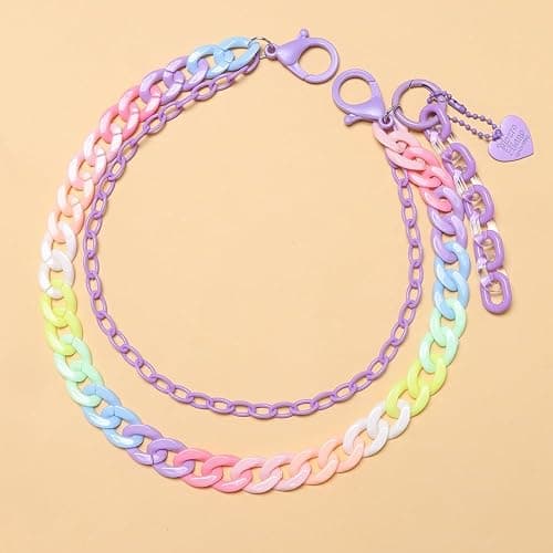 Y2k Heart Pendant Rainbow Acrylic Pants Trousers Chain for Women Chunky Colorful Resin Removable Love Charm Layered Rock Wallet Belt Pocket Waist Jeans Belly Chains Backpack Body Accessories thumbnail 3