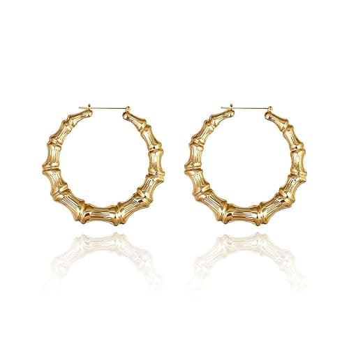Bamboo Hoop Earrings Oversized Metal Gold Bamboo Earrings Hip Hop Chunky Silver Big Hoop Earrings Exaggerated Pride Outfits for Women - Image 1