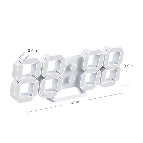 Deeyaple LED Wanduhr Digital Wecker 3D Uhr Dimmbar Snooze Modern USB 12/24Stunden Datum Temperaturanzeige Loop Display Fernbedienung Nachtlicht Wohnzimmer Küche Schlafzimmer Büro 25cm weiß thumbnail 3