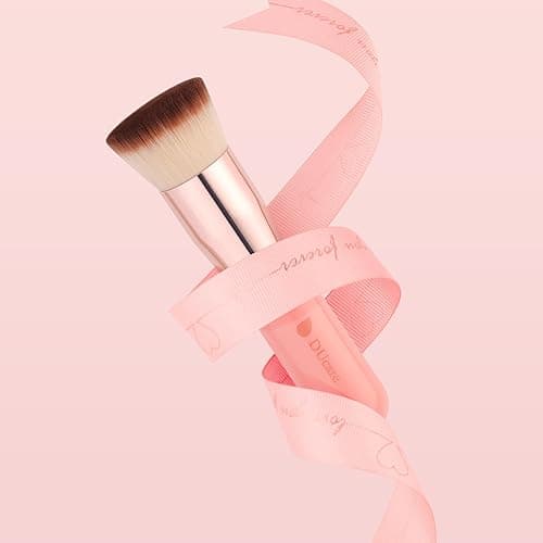 DUcare Foundation Brush for Liquid Makeup, Self Tanner Brush Flat Top Kabuki Professional Makeup Brushes Blending Mineral Powder Buffing Stippling Makeup Tools, Pink - Pink thumbnail 7