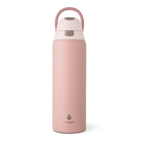 Manna Hydra Stainless Steel Insulated Water Bottle with 2-in-1 Lid - 32 Oz - Rose Quartz thumbnail 2