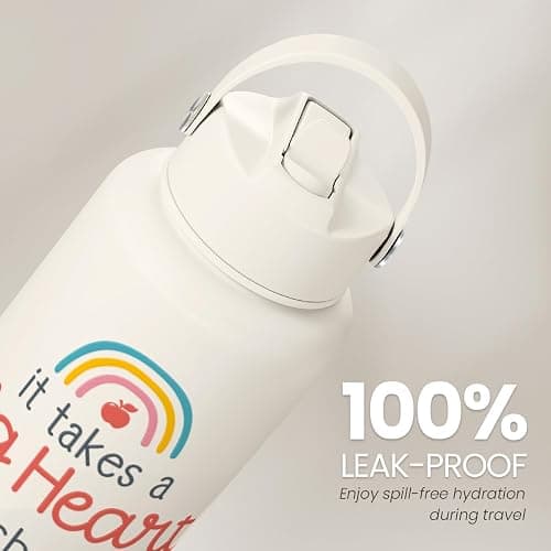 SANDJEST Teacher Appreciation Gifts - It Takes a Big Heart to Shape Little Minds Water Bottle 32oz Stainless Steel Insulated with Lid, Teacher Gifts from Students for Teacher's Day Back to School thumbnail 6