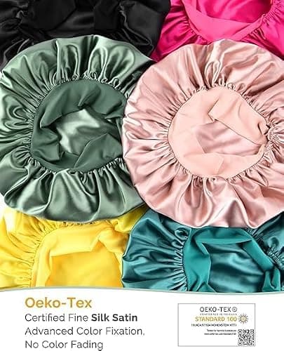 YANIBEST Adjustable Silk Bonnet for Sleeping Women Double Layer Satin Bonnet Reduce Friction Prevent Frizz Curly Hair thumbnail 6