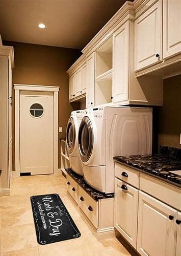 Laundry Room Long Mat Area Rug Non-Slip Floor Mat Waterproof Farmhouse Carpet for Kitchen 40" x 20"(Black-2) thumbnail 4