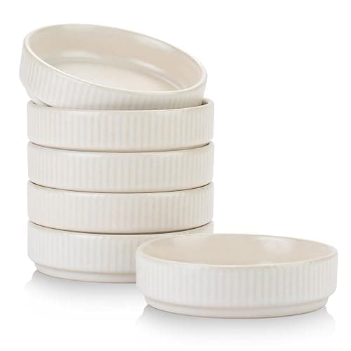 famiware Star Soy Sauce Dish Ceramic Dipping Bowls Set of 6, 4 oz Individual Dip Sauce Cups/Bowls/Dishes/Plates, Small Serving Bowl for Side Dishes, Dessert, Ice Cream, Sushi - Matte White - Image 1