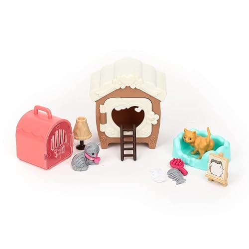 TQQFUN 43-Piece Cat Figurine Playset - Realistic Pet Care Center Role Play Toys for Kids, Toddlers, Boys and Girls thumbnail 4