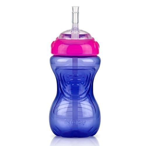 Nuby No-Spill Soft Straw Easy Grip Sippy Cup for Girls - (3-Pack) 10 Oz - 12+ Months thumbnail 7