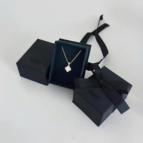 MINARIA Clover 14K Gold Plated 925 Sterling Silver Pendant Necklace for Women, Four Leaf Clover Mother of Pearl Necklace, Elegant Jewelry Gift for Women thumbnail 7