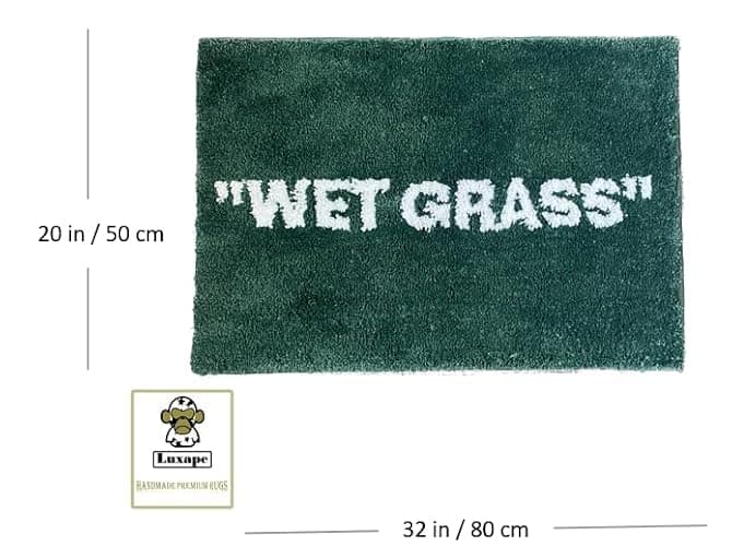 LUXAPE Wet Grass Rug - Tufted Hypebeast Decor - Handmade & Premium - 32 * 20in (80 * 50cm) - Hypebeast Room Decor - Off White Rug - Aesthetic Bape bathmat - Luxape Hypebeast thumbnail 2
