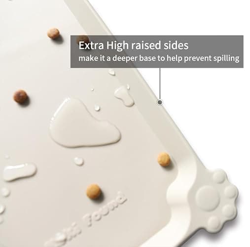 Hoki Found L Silicone Pet Food Mats - Non Slip Cat & Dog Bowl Mats - Waterproof & Carpet Safe - Cream Brown thumbnail 2