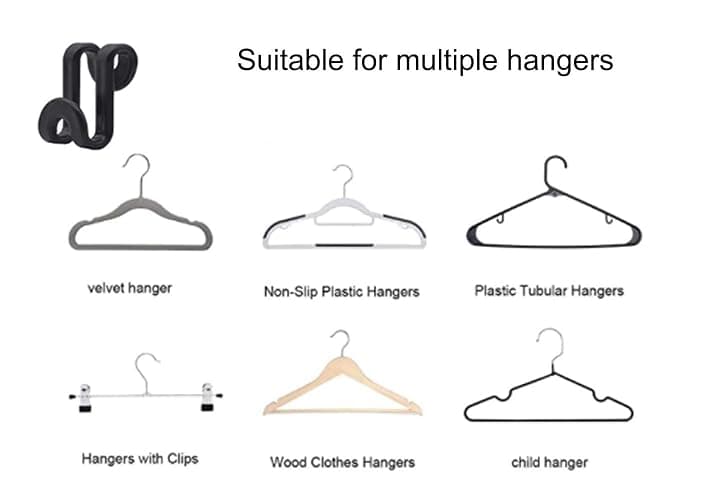 Kclongvs 60 Pcs Clothes Hanger Connector Hooks, for Velvet Huggable Hangers, Wooden Hangers, Heavy Duty Space Saving for Closet (Black,60) thumbnail 5