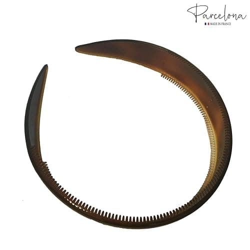 Parcelona French Extra Wide Tortoise Shell Brown Celluloid Inner Nibs Flexible Hair Headband Fashion Headband for Women Strong Hold Grip No Slip Durable Styling Girls Hair Accessories, Made in France thumbnail 5