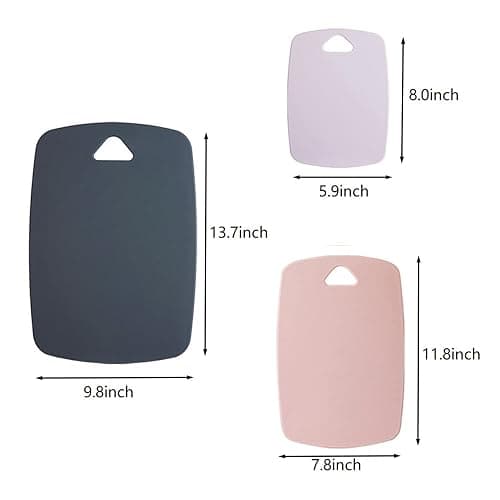 Cutting Boards for Kitchen,Plastic Cutting Board Set of 3, Thick Chopping Boards for Meat, Veggies, Fruits, with Easy Grip Handle,Dishwasher Safe (Pink, 3Pcs) thumbnail 2