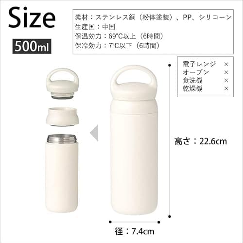 Kinto 21091 Day Off Stainless Steel Tumbler, 16.9 fl oz (500 ml), White thumbnail 2