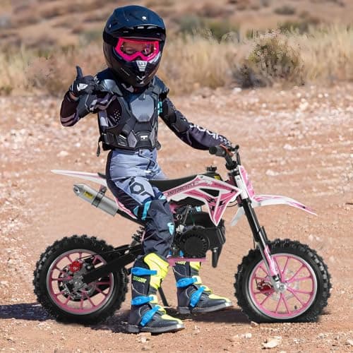 50CC Kids Dirt Bike, 2-Stroke Dirt Bike for Kids,Gas Power Motocross, Off Road Mini Motorcycle, Gas Bike Load 330Lbs Springs Soft Seat Cushion Pocket Motorbike with Front Rear Disc Brakes Pink thumbnail 7