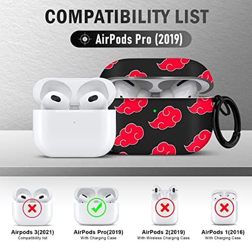 Maxjoy for Airpods Pro Case Cover, Anime Military Armor Series Full-Body Air Pod Pro Case, Secure Lock Protective Case for Apple AirPod, Wireless AirPod Pro Cases, Red Cloud thumbnail 2