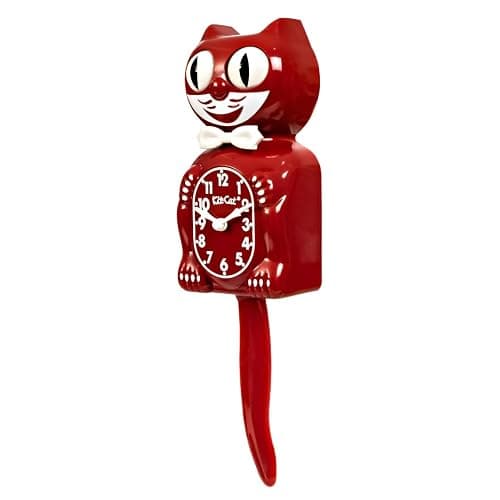 Kit-Cat Klock® Limited Edition Space Cherry Red kit - Iconic Retro Kit Cat Clock with Moving Eyes and Tail, Battery Operated Wall Clock, Made in USA, Perfect for Home Decor, Mid Century Modern Clock thumbnail 3