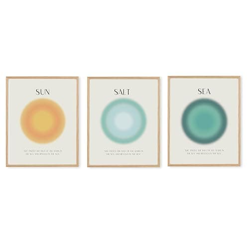 Boat Wades Coastal Room Decor-Beachy Wall Decor,Sun Salt Sea Aura Unframed Wall Art Prints,Coastal Aura Posters Prints Pictures,Ocean Aura Wall Decor,Beach Room Decor,8x10 Inches Set of 3 - Image 1