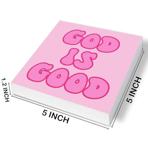 Pink Christian Sign Decor God Is Good Wood Block Sign Religious Preppy Teen Girls Room Dorm Bedroom Decor thumbnail 3