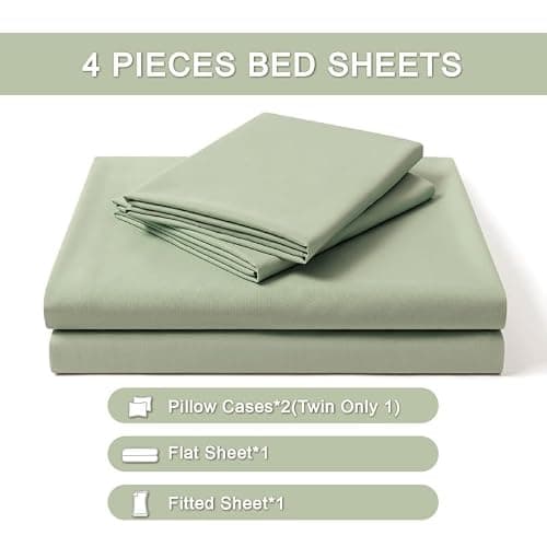 FreshCulture Queen Sheet Set - Ultra Soft Sheets for Queen Size Bed - Brushed Microfiber - Deep Pockets - Easy Care - Cooling & Breathable - 4 Pieces Hotel Luxury Queen Bed Sheets (Sage Green) thumbnail 7