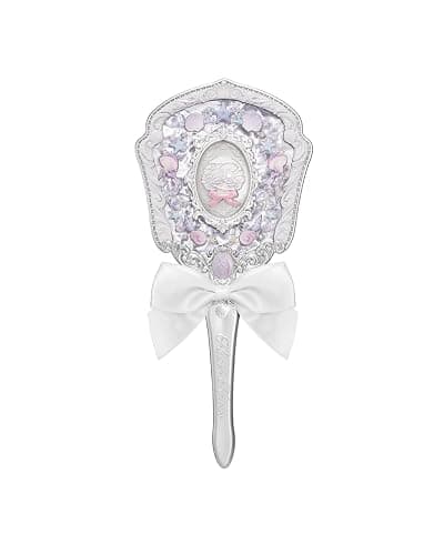Flower Knows Shell's Jewel Hand Mirror,Vintage Portable Handheld Mirror,Fancy & Pretty Princess Mirror with Long Handle,Gift for Girls(Pearly White) - Image 1