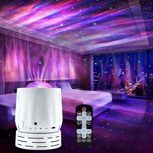 Northern Lights Projector Galaxy Projector,with Bluetooth Speaker and White Noise Star Projector, 4 Aurora Color Combinations Remote Ambient,Galaxy Light for Bedroom and Living Room Night Light - Image 1