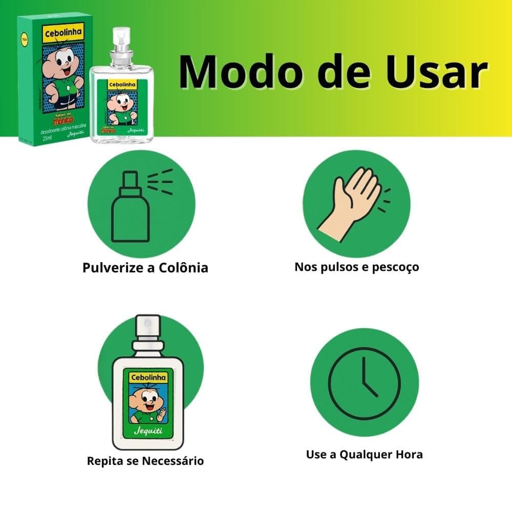 Colônia desodorante masculino teen Cebolinha Turma da Mônica 25ml em spray Jequiti thumbnail 7