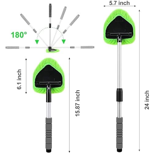 XINDELL 24-inch Windshield Cleaner Tool – Upgrade Large Head Car Interior&Exterior Window Cleaning Kit with Extendable Handle & 4 Microfiber Pads, Auto Wiper Brush for Car, Trucks, SUVs, RVs & Home thumbnail 2