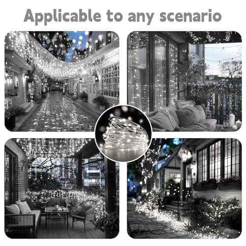 HXWEIYE Rechargeable Fairy Lights with Remote, 2 Pack 33ft 100LED Twinkle Lights with DIY Timer & Light Sensor, Waterproof Outdoor String Lights for Bedroom Patio Christmas Tree Decor, White thumbnail 8