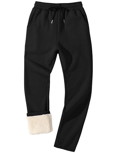Flygo Men's Fleece Lined Sherpa Sweatpants Winter Warm Pants Jogger Lounge Athletic Pant with Pockets - Image 1