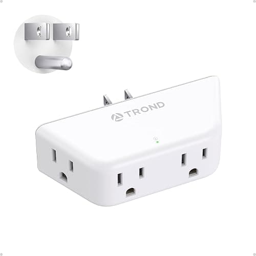 TROND Outlet Extender Surge Protector, Multi Plug Wall Outlet, White | 4 Grounded Sockets, 3 Way Angled Plug Adapter, Space-Saving, 900J, Electrical Wall Splitter for Bathroom Kitchen Office - Image 1