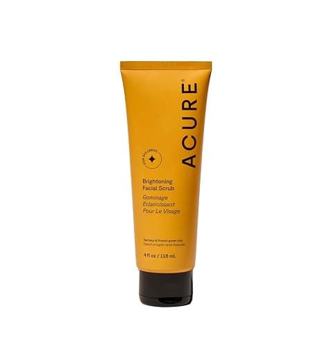 Acure Brightening Facial Scrub - Exfoliating Face Wash, Gentle Daily Scrubber & Exfoliator for Women & Men for Radiant Skin, Cleansing Wash with Sea Kelp & French Green Clay - 4 fl oz - Image 1