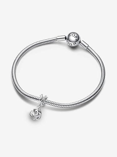 PANDORA Moments Rose in Bloom Dangle Charm - Sterling Silver Charm - Gift for Women - Includes Gift Box thumbnail 4
