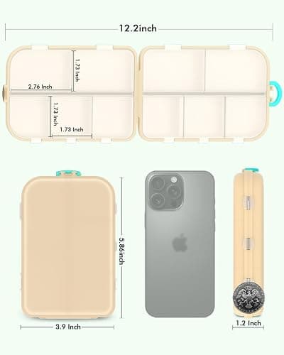2 Pack Pill Organizer, Travel Pill Organizer with lables, Large Medicine Organizetion, Travel Essentials thumbnail 3